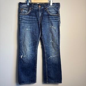 Silver Jeans Men's DECKER 925 Series Distressed‎ Medium Wash Blue Jeans Tag: 34